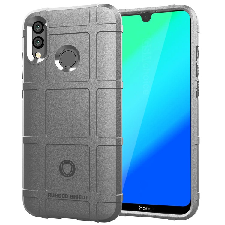 Anti-shock Square Grid Texture Soft TPU Cell Phone Cover for Huawei Honor 10 Lite / P Smart (2019) - Grey
