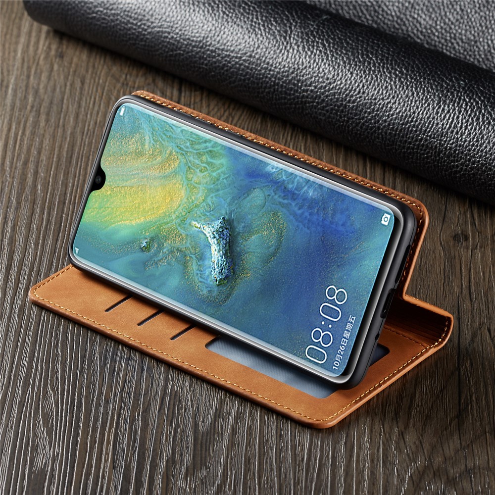 FORWENW Fantasy Series Silky Touch Leather Wallet Case for Huawei Mate 20 - Brown-10