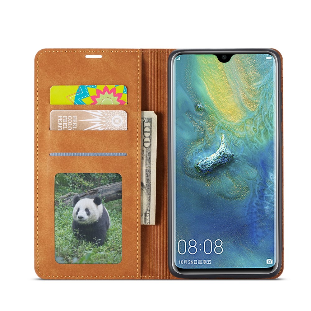FORWENW Fantasy Series Silky Touch Leather Wallet Case for Huawei Mate 20 - Brown-4