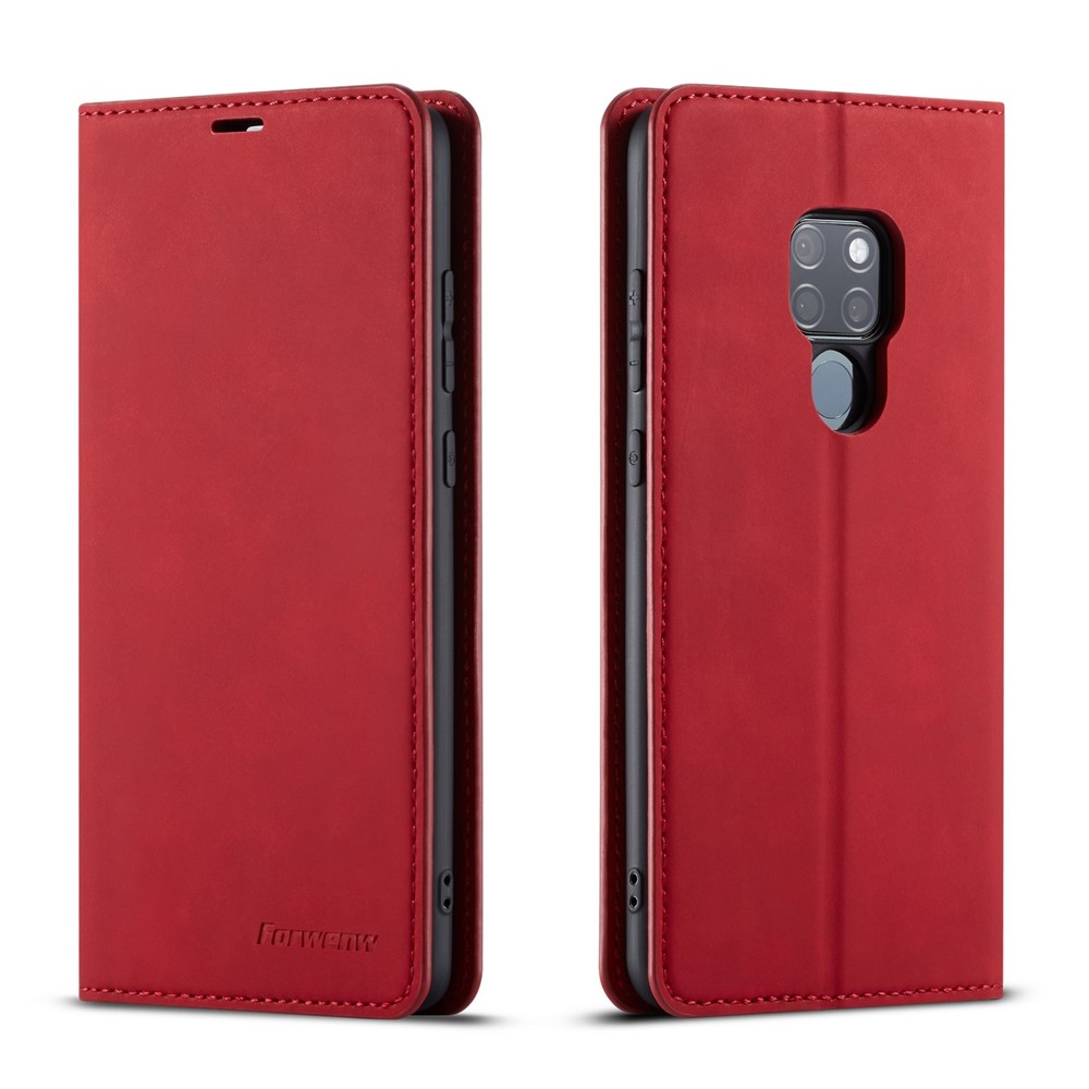 FORWENW Fantasy Series Magnetic Silky Touch Leather Wallet Case for Huawei Mate 20 - Red-1