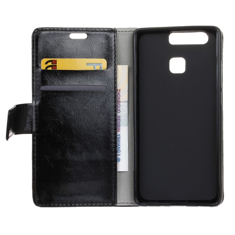 Crazy Horse Grain Wallet Leather Case for Huawei P9 - Black-3
