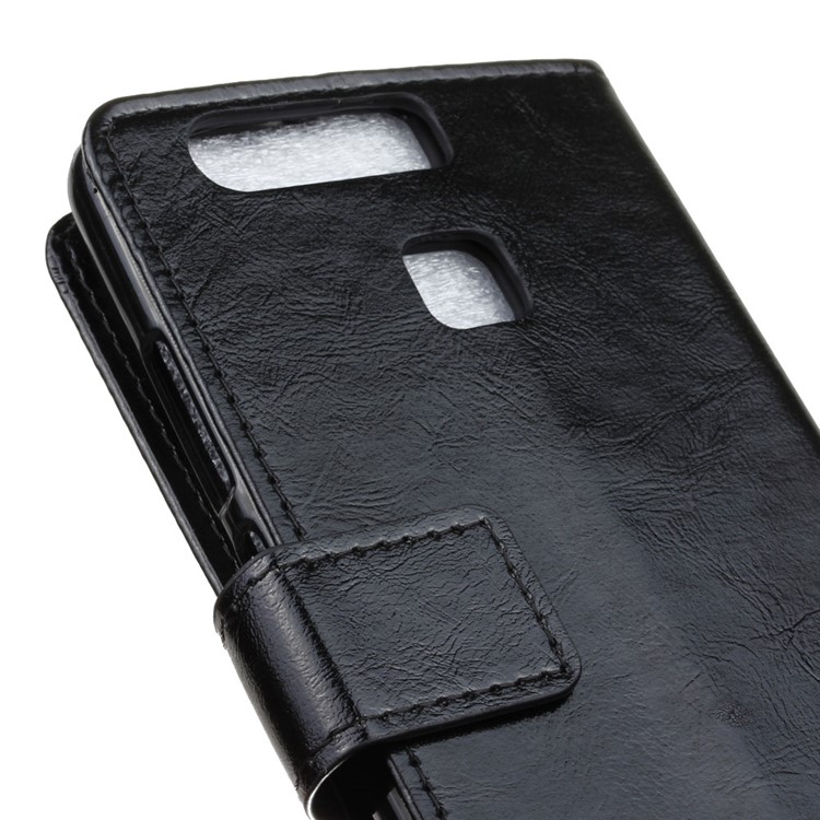 Crazy Horse Grain Wallet Leather Case for Huawei P9 - Black-7