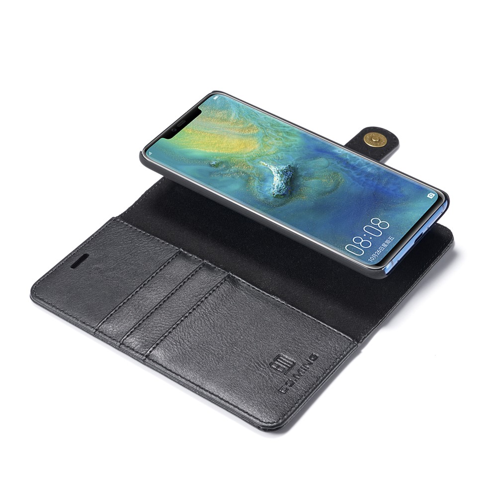 DG.MING Detachable 2-in-1 Split Leather Wallet Shell + PC Back Case for Huawei Mate 20 Pro - Black-11