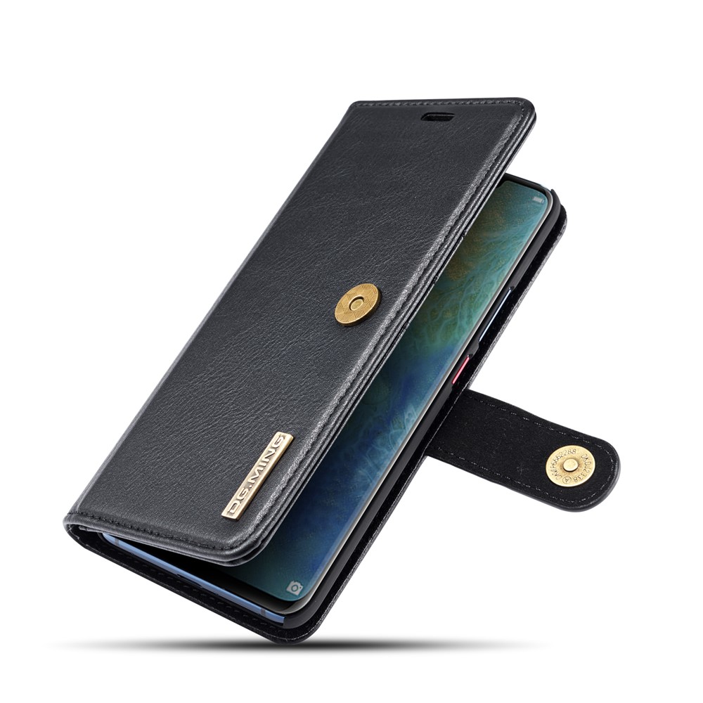 DG.MING Detachable 2-in-1 Split Leather Wallet Shell + PC Back Case for Huawei Mate 20 Pro - Black-13