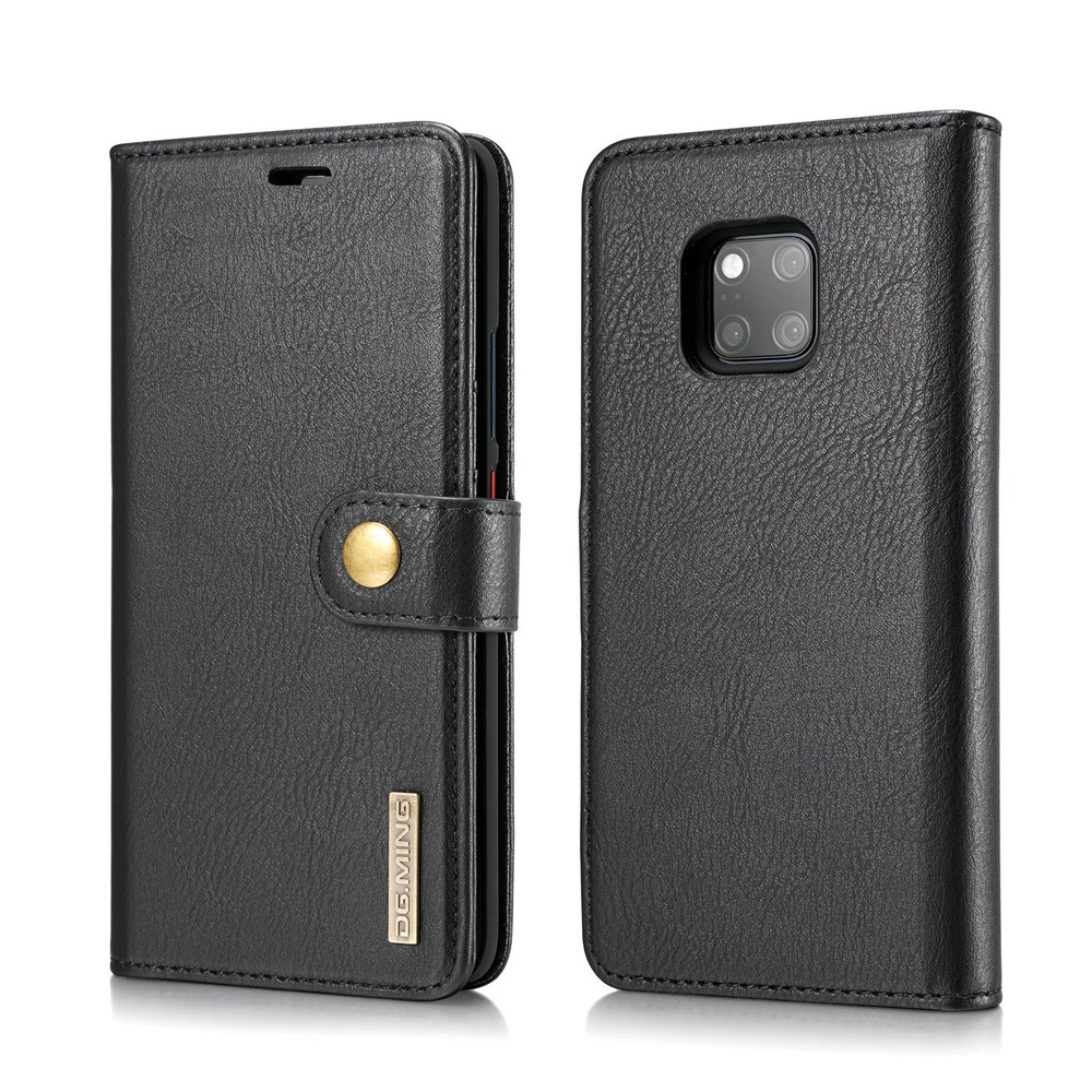 Dg. Case de Teléfonos Anti-scratch Eliminado de Ming 2 en 1 Para Carcasa de Billetera de Cuero Dividida Huawei Mate 20 Pro Capacidades de Billetera + PC - Negro