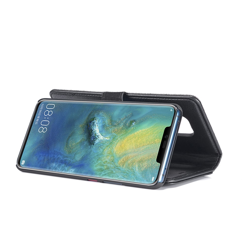 DG.MING Detachable 2-in-1 Split Leather Wallet Shell + PC Back Case for Huawei Mate 20 Pro - Black-8