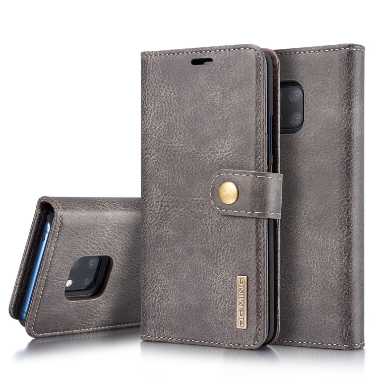 DG.MING Detachable 2-in-1 Split Leather Wallet Shell Cover + PC Back Case for Huawei Mate 20 Pro - Grey-1