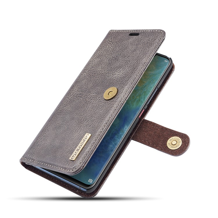 DG.MING Detachable 2-in-1 Split Leather Wallet Shell Cover + PC Back Case for Huawei Mate 20 Pro - Grey-13