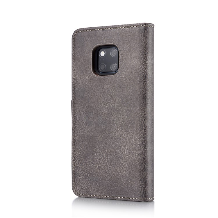 DG.MING Detachable 2-in-1 Split Leather Wallet Shell Cover + PC Back Case for Huawei Mate 20 Pro - Grey-4