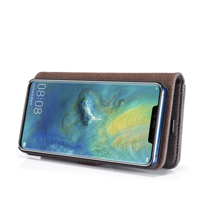 DG.MING Detachable 2-in-1 Split Leather Wallet Shell Cover + PC Back Case for Huawei Mate 20 Pro - Grey-7