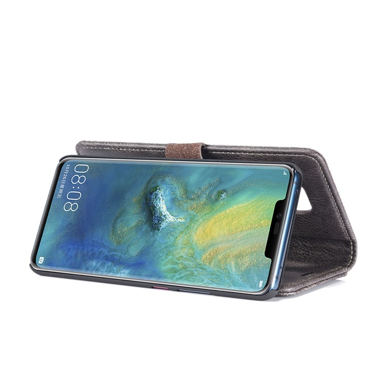 DG.MING Detachable 2-in-1 Split Leather Wallet Shell Cover + PC Back Case for Huawei Mate 20 Pro - Grey-8