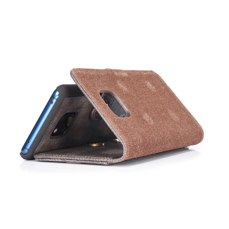 DG.MING Detachable 2-in-1 Split Leather Wallet Shell Cover + PC Back Case for Huawei Mate 20 Pro - Grey-9
