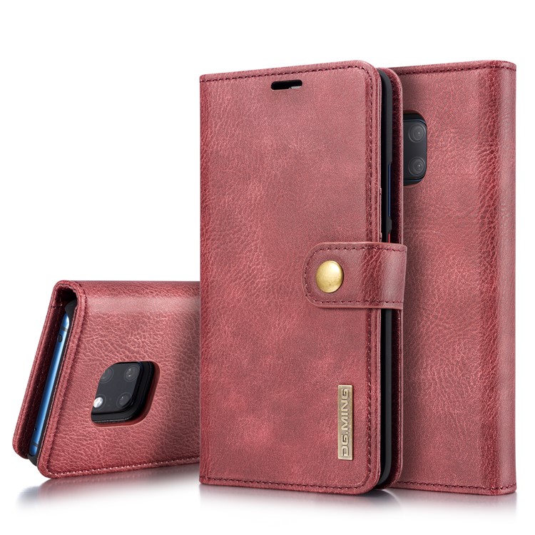 DG.MING Detachable 2-in-1 Split Leather Wallet Phone Shell + PC Back Case for Huawei Mate 20 Pro - Red-1