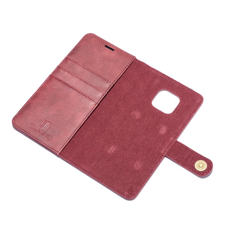 DG.MING Detachable 2-in-1 Split Leather Wallet Phone Shell + PC Back Case for Huawei Mate 20 Pro - Red-10