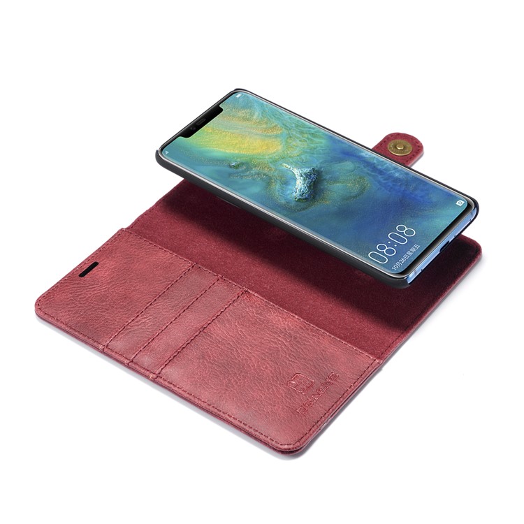 DG.MING Detachable 2-in-1 Split Leather Wallet Phone Shell + PC Back Case for Huawei Mate 20 Pro - Red-11