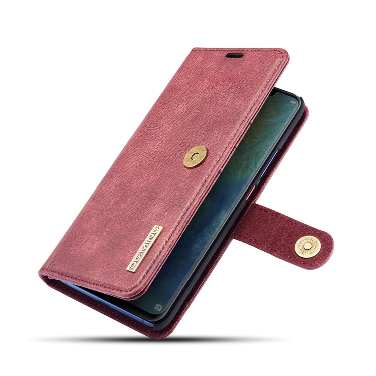 DG.MING Detachable 2-in-1 Split Leather Wallet Phone Shell + PC Back Case for Huawei Mate 20 Pro - Red-13