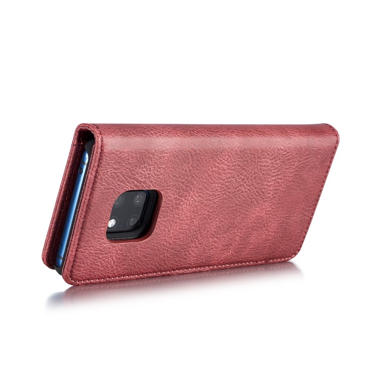 DG.MING Detachable 2-in-1 Split Leather Wallet Phone Shell + PC Back Case for Huawei Mate 20 Pro - Red-6