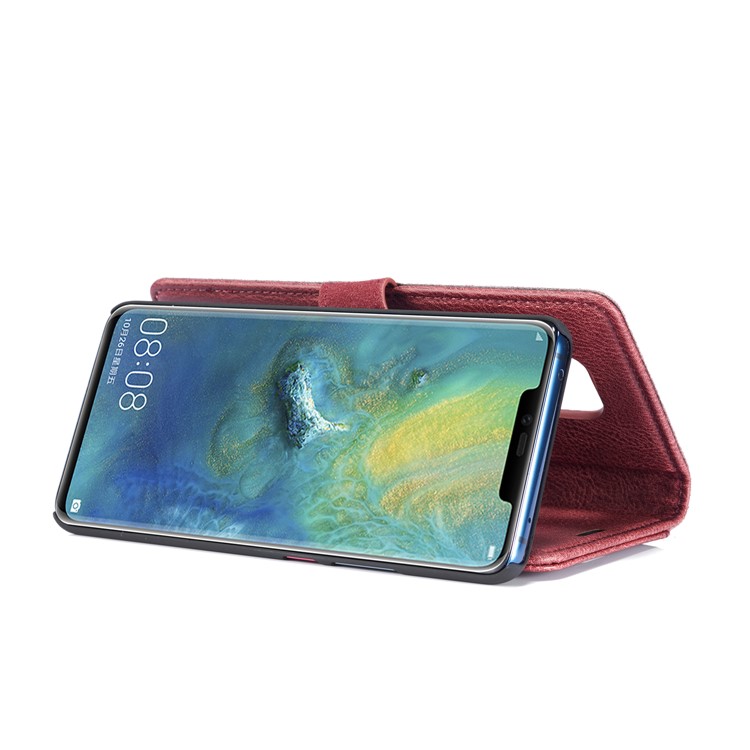 DG.MING Detachable 2-in-1 Split Leather Wallet Phone Shell + PC Back Case for Huawei Mate 20 Pro - Red-8