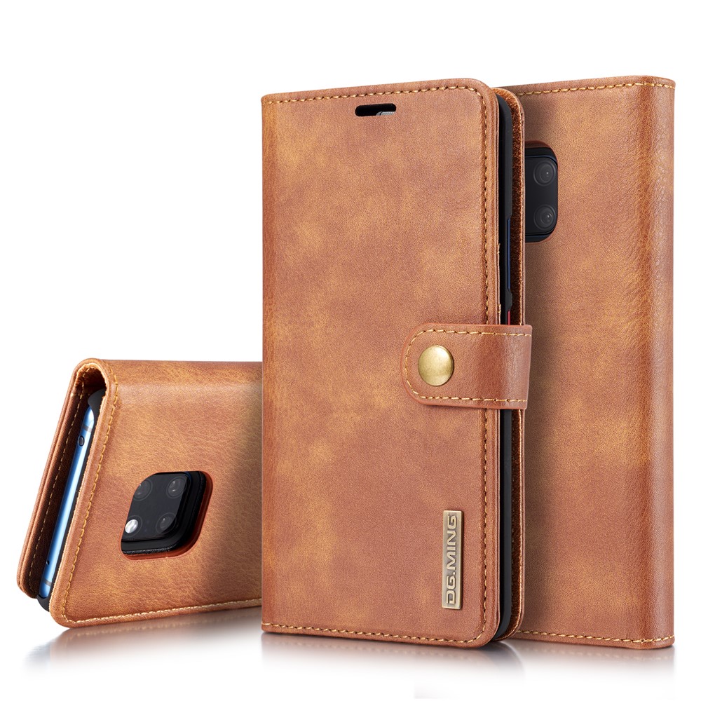 DG.MING Detachable 2-in-1 Split Leather Wallet Cover Shell + PC Back Case for Huawei Mate 20 Pro - Brown-1