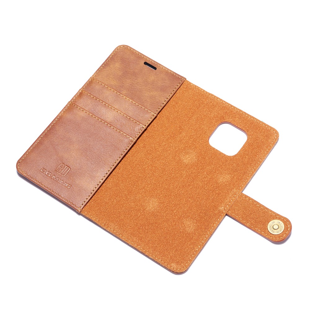 DG.MING Detachable 2-in-1 Split Leather Wallet Cover Shell + PC Back Case for Huawei Mate 20 Pro - Brown-10