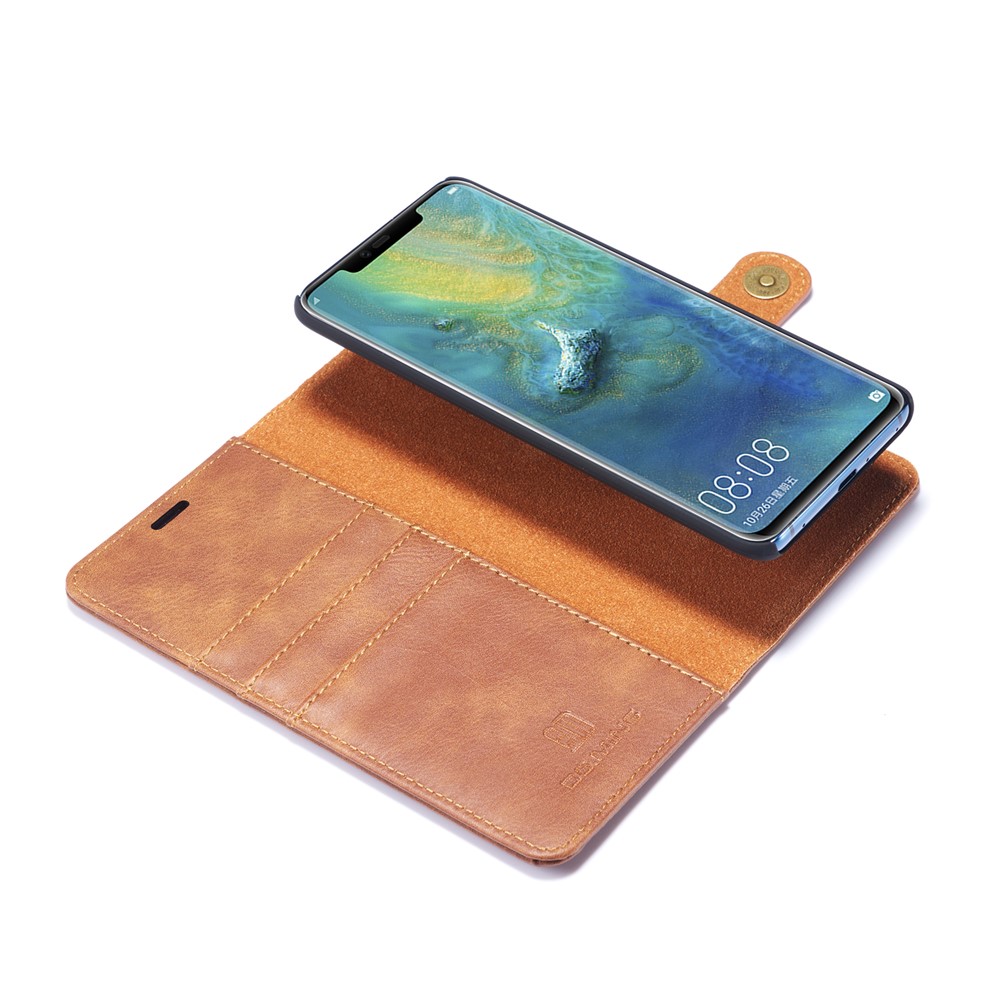 DG.MING Detachable 2-in-1 Split Leather Wallet Cover Shell + PC Back Case for Huawei Mate 20 Pro - Brown-11