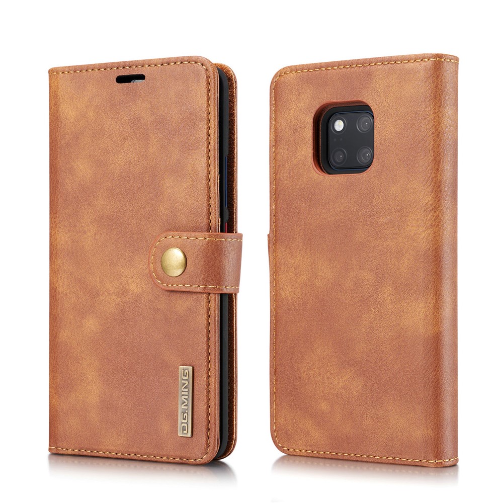 DG.MING Detachable 2-in-1 Split Leather Wallet Cover Shell + PC Back Case for Huawei Mate 20 Pro - Brown-2