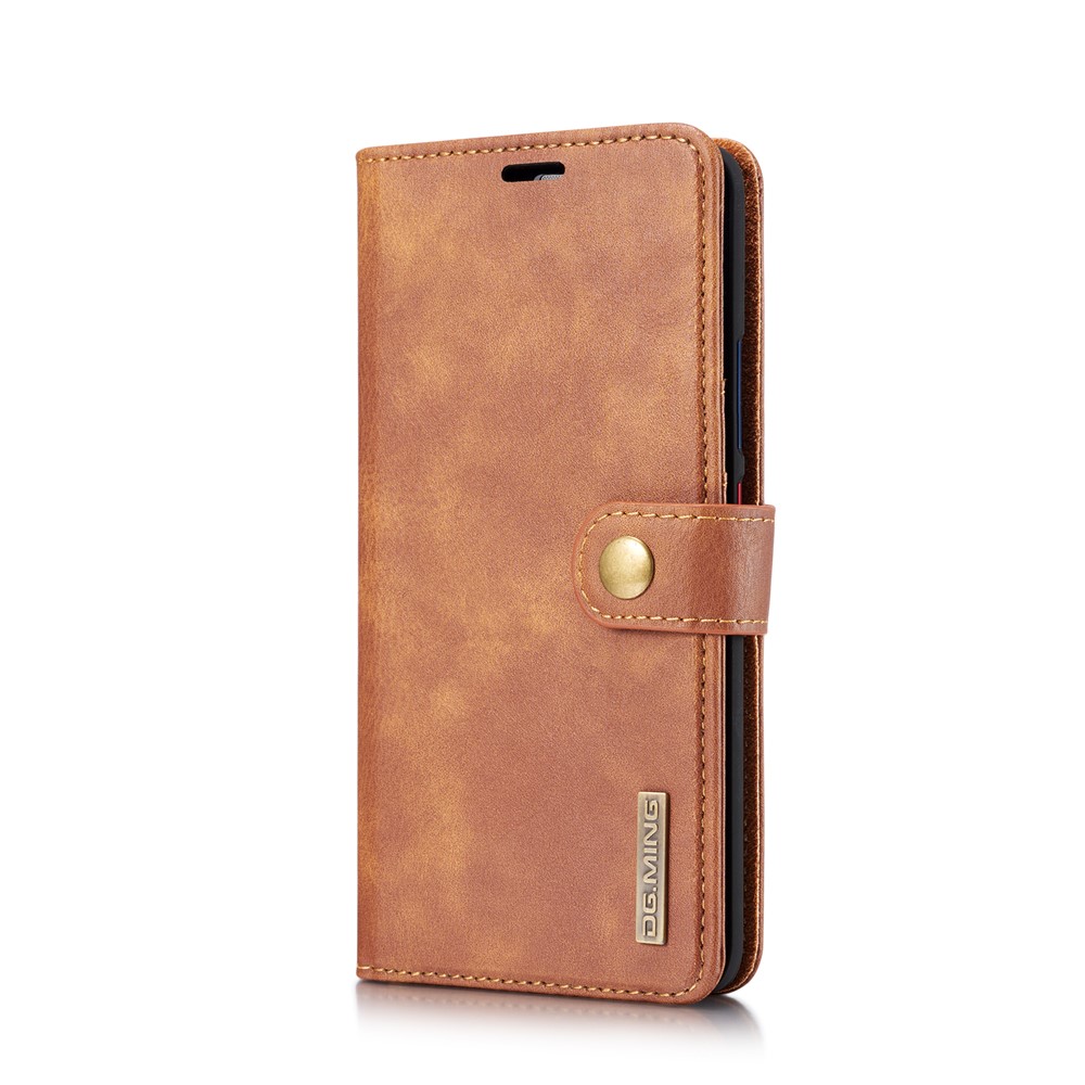 DG.MING Detachable 2-in-1 Split Leather Wallet Cover Shell + PC Back Case for Huawei Mate 20 Pro - Brown-3