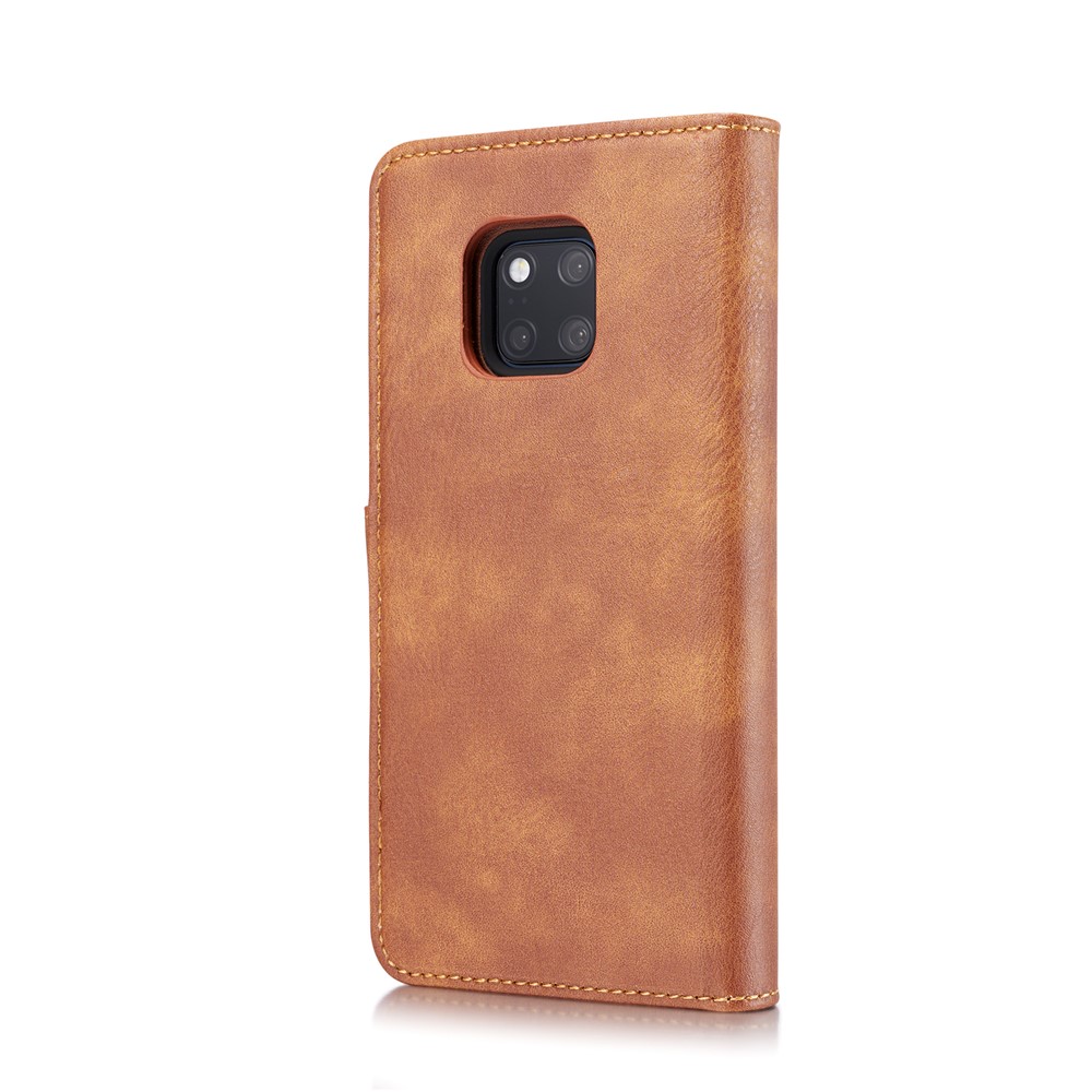 DG.MING Detachable 2-in-1 Split Leather Wallet Cover Shell + PC Back Case for Huawei Mate 20 Pro - Brown-4