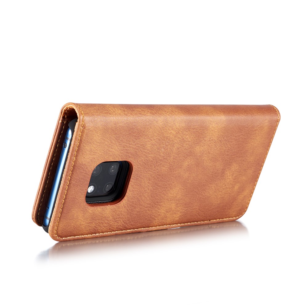 DG.MING Detachable 2-in-1 Split Leather Wallet Cover Shell + PC Back Case for Huawei Mate 20 Pro - Brown-6