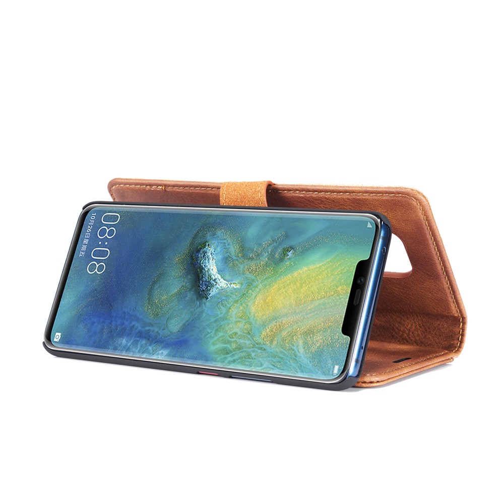 DG.MING Detachable 2-in-1 Split Leather Wallet Cover Shell + PC Back Case for Huawei Mate 20 Pro - Brown-8
