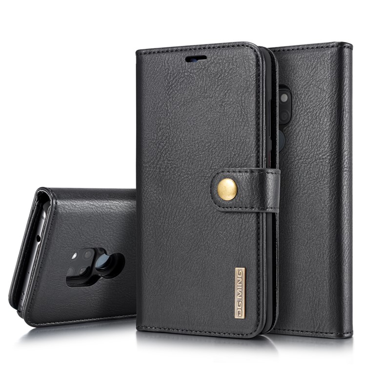 DG.MING Detachable 2-in-1 Split Leather Wallet Shell + PC Back Case for Huawei Mate 20 - Black-1