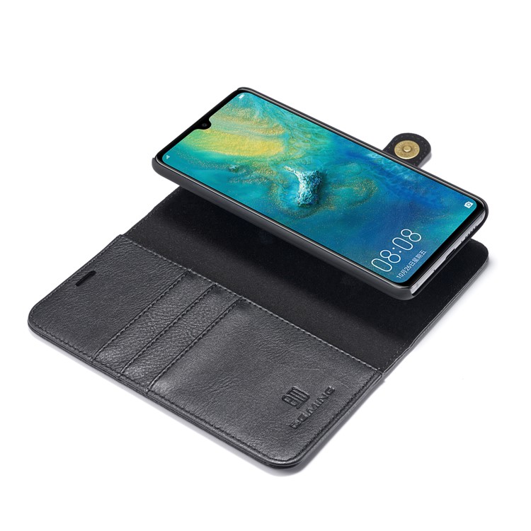 DG.MING Detachable 2-in-1 Split Leather Wallet Shell + PC Back Case for Huawei Mate 20 - Black-11