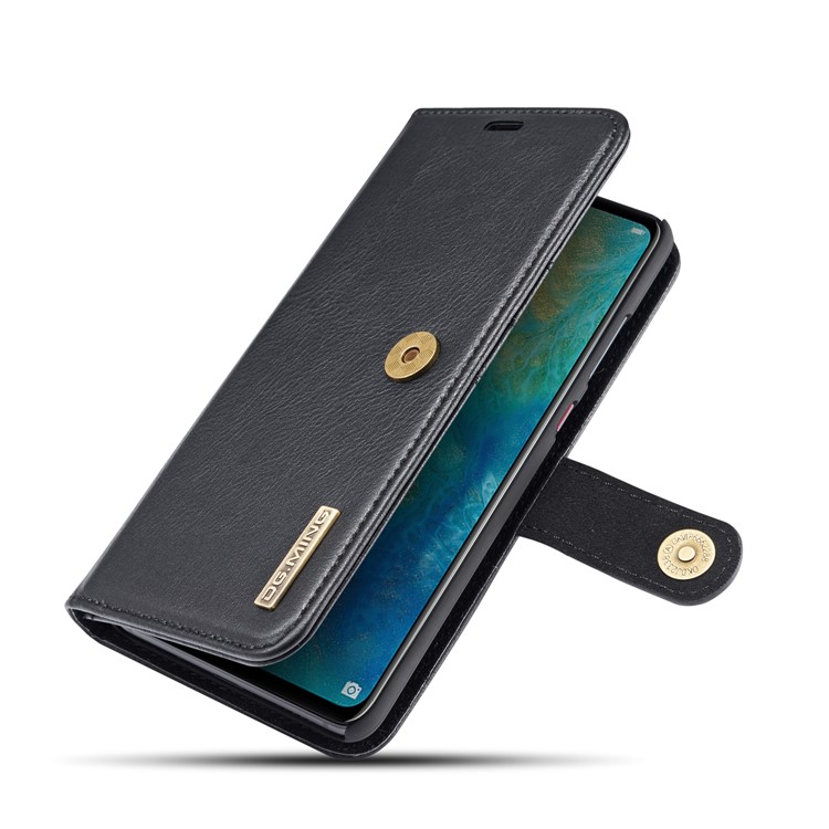 DG.MING Detachable 2-in-1 Split Leather Wallet Shell + PC Back Case for Huawei Mate 20 - Black-13