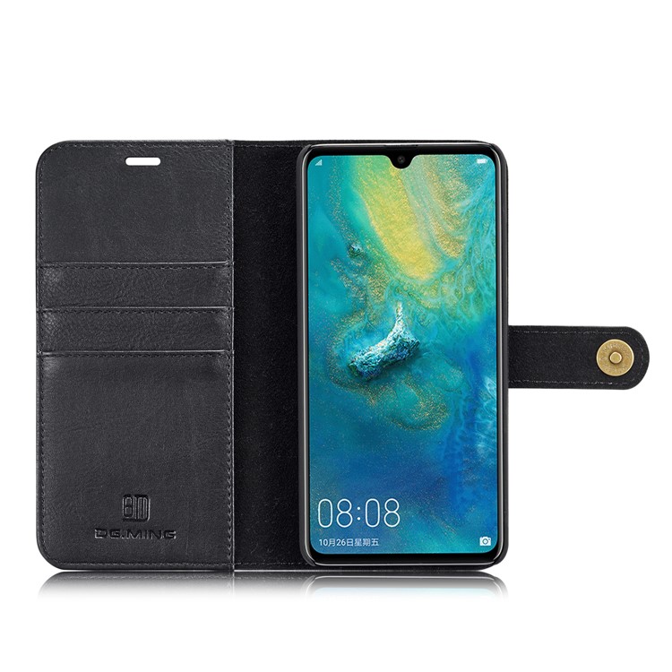 DG.MING Detachable 2-in-1 Split Leather Wallet Shell + PC Back Case for Huawei Mate 20 - Black-14
