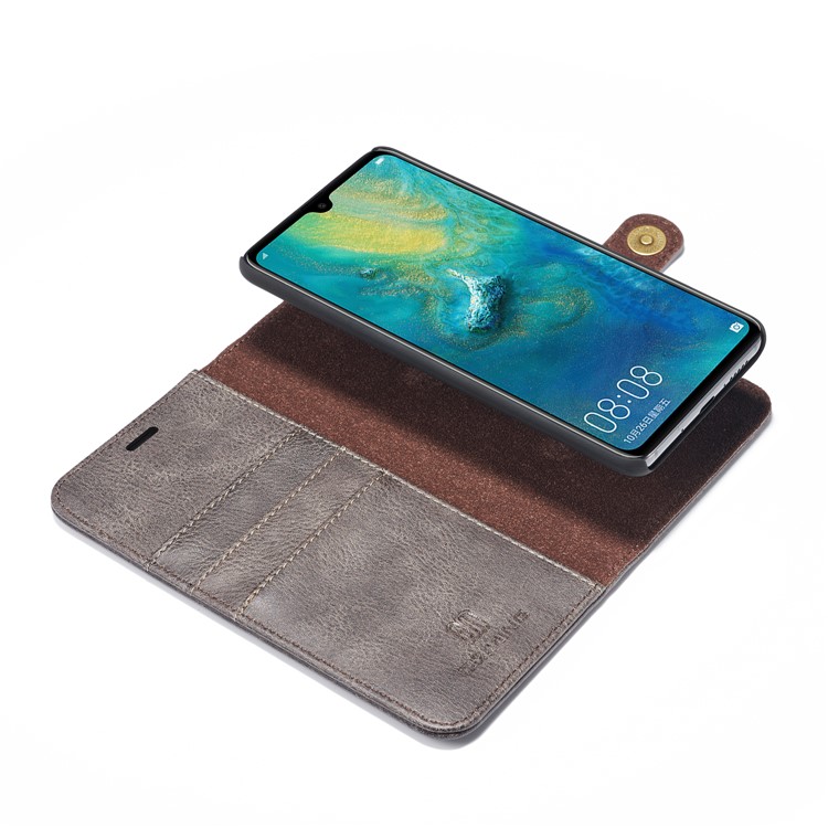 DG.MING Detachable 2-in-1 Split Leather Wallet Shell Cover + PC Back Case for Huawei Mate 20 - Grey-11
