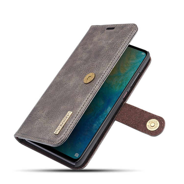 DG.MING Detachable 2-in-1 Split Leather Wallet Shell Cover + PC Back Case for Huawei Mate 20 - Grey-13