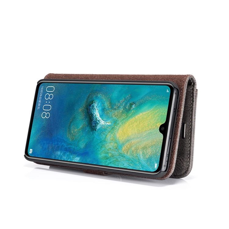 DG.MING Detachable 2-in-1 Split Leather Wallet Shell Cover + PC Back Case for Huawei Mate 20 - Grey-7
