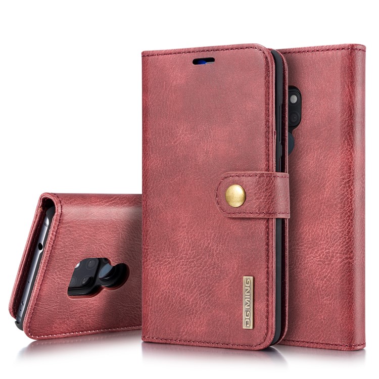 DG.MING Detachable 2-in-1 Split Leather Wallet Phone Shell + PC Back Case for Huawei Mate 20 - Red-1