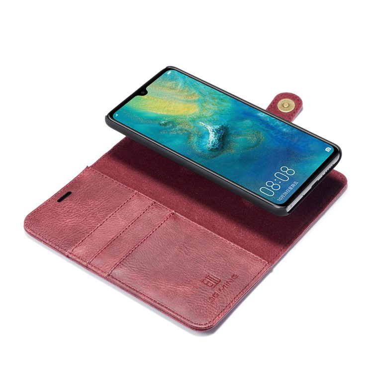 DG.MING Detachable 2-in-1 Split Leather Wallet Phone Shell + PC Back Case for Huawei Mate 20 - Red-11