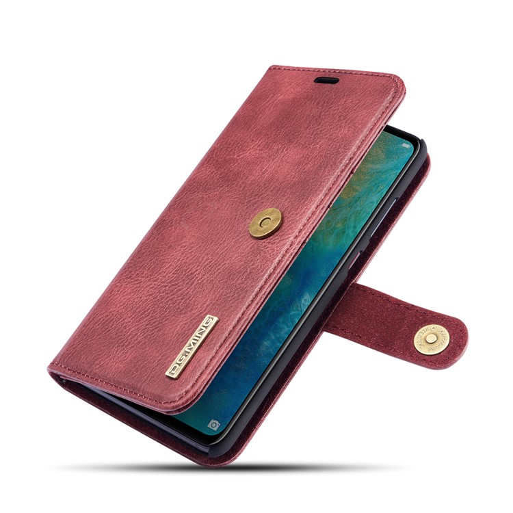 DG.MING Detachable 2-in-1 Split Leather Wallet Phone Shell + PC Back Case for Huawei Mate 20 - Red-13