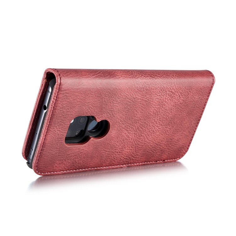 DG.MING Detachable 2-in-1 Split Leather Wallet Phone Shell + PC Back Case for Huawei Mate 20 - Red-6