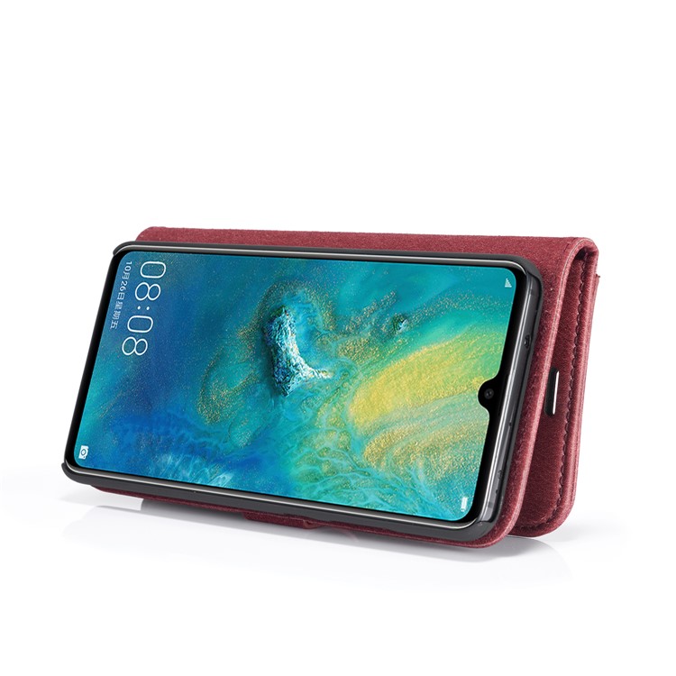 DG.MING Detachable 2-in-1 Split Leather Wallet Phone Shell + PC Back Case for Huawei Mate 20 - Red-7