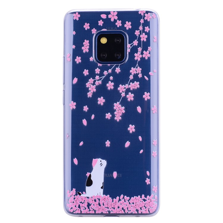 Pattern Printing TPU Soft Case for Huawei Mate 20 Pro - Cat and Flowers-2