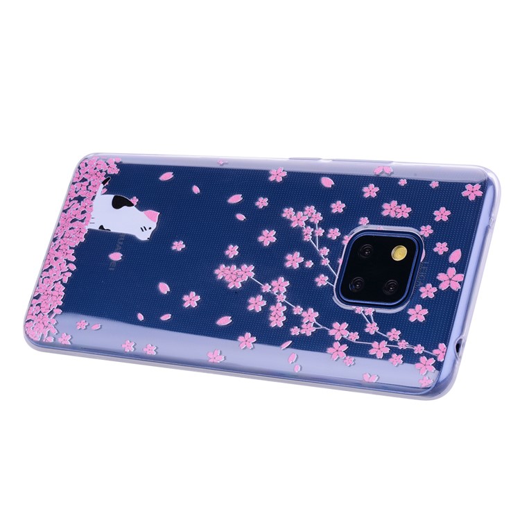 Pattern Printing TPU Soft Case for Huawei Mate 20 Pro - Cat and Flowers-3
