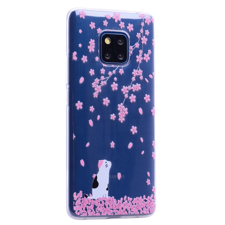 Pattern Printing TPU Soft Case for Huawei Mate 20 Pro - Cat and Flowers-5