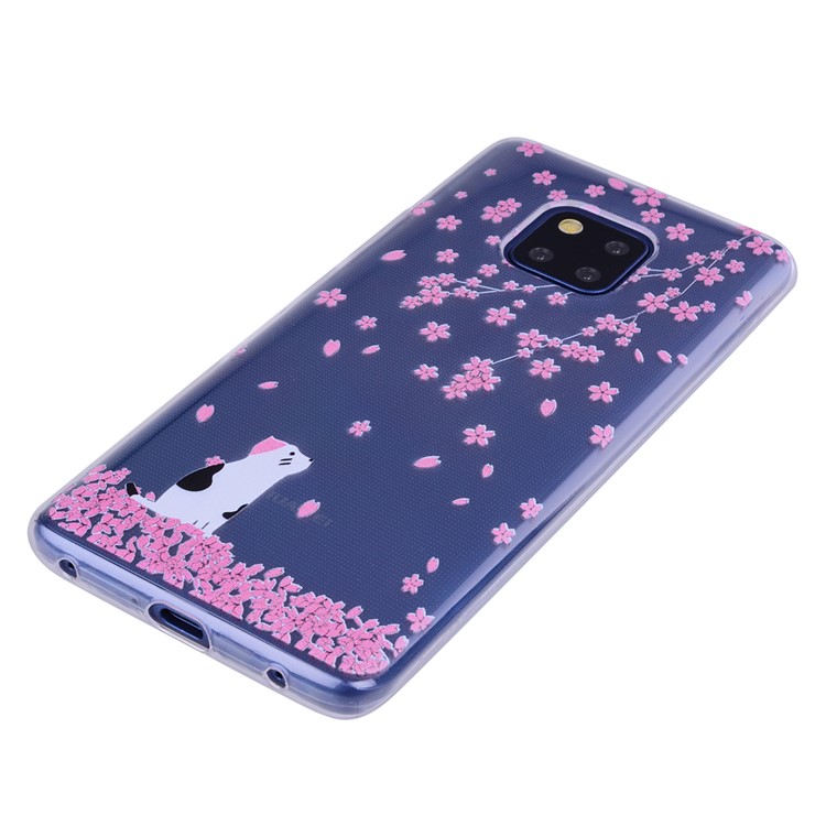 Pattern Printing TPU Soft Case for Huawei Mate 20 Pro - Cat and Flowers-6