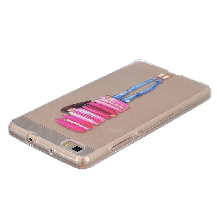 Embossing Printing TPU Back Case for Huawei Ascend P8 Lite - Girl Holding Macaron-2