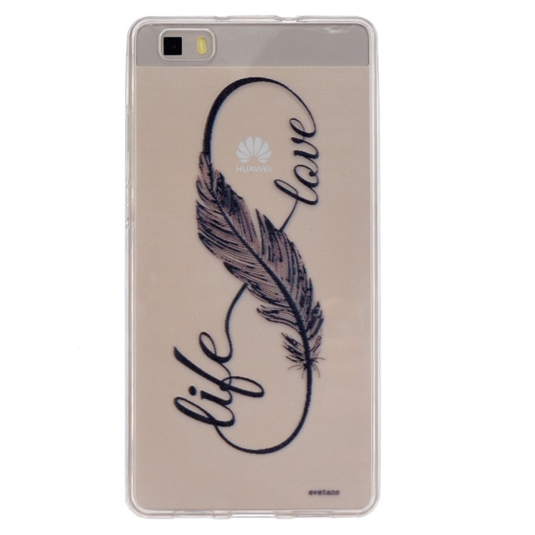 Embossing Printing TPU Back Cover for Huawei Ascend P8 Lite - Writing in Feather-1
