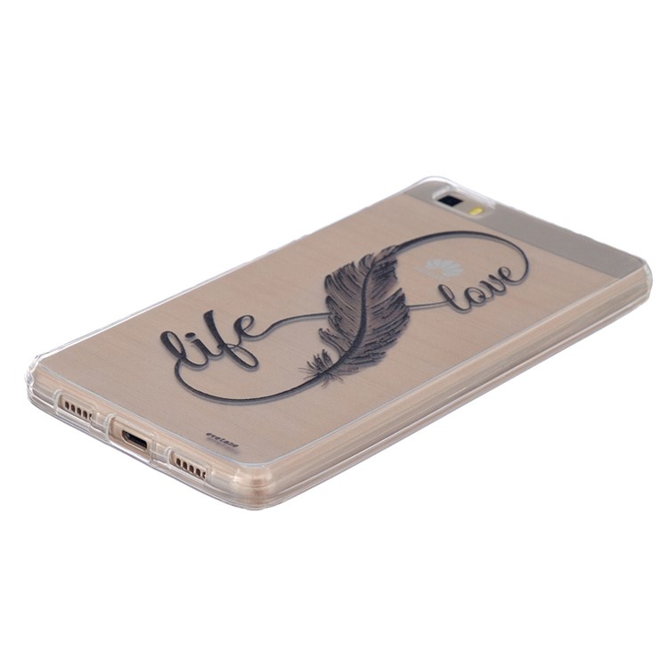 Embossing Printing TPU Back Cover for Huawei Ascend P8 Lite - Writing in Feather-2