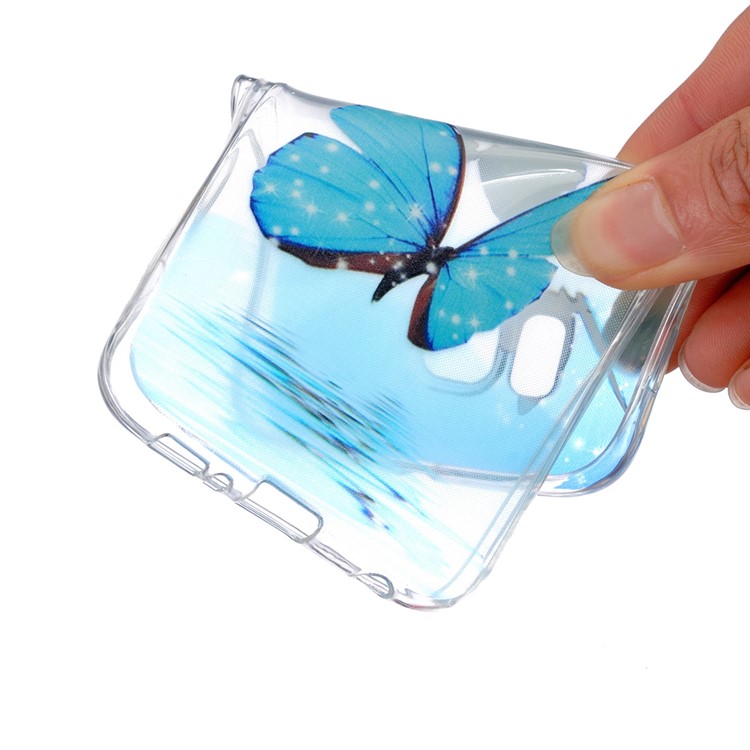Embossing Printing TPU Phone Shell Cover for Huawei Ascend P8 Lite - Blue Butterflies-4